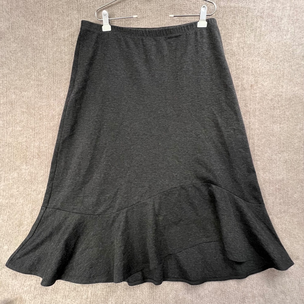 Lane Bryant 22/24W Gray Knit midi Skirt Flare Hem Elastic Waist Stretch Casual‎
